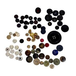 Vintage & Modern Assorted Buttons Mixed Lot Gold Black Ivory 75+